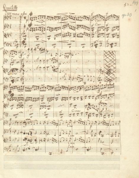 Zdjęcie nr 23 (26)
                                	                             Felix Mendelssohn: Kwartet smyczkowy f-moll op. 80.  
Autograf. Interlaken 1847. 
Berol. Mus. ms. autogr. Mendelssohn 44
                            